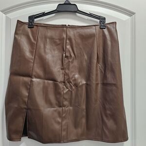 SHEIN ICON Split Hem PU Leather Mini Skirt Size L